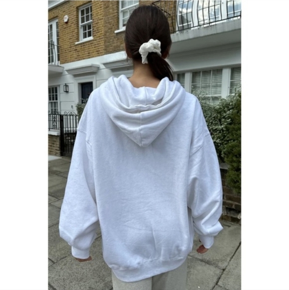 Brandy Melville White Christy Hoodie Oversized Slouchy Fit Zip-up Coastal O/S - Picture 2 of 15